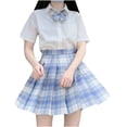thumbnail image 1 of Prolriy Plaid Skirts for Women Fashion Women Plaid Pleated A-Line Skirt Burnout High Waist Short Skirt Women's Skirts Blue XL, 1 of 2