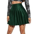 thumbnail image 1 of Prolriy Pleated Skirts for Women, Women Fashion Pleated Skirt Waist High Leather Skirt Short Elegant Solid Skirt Womens Skirts Green XL, 1 of 6