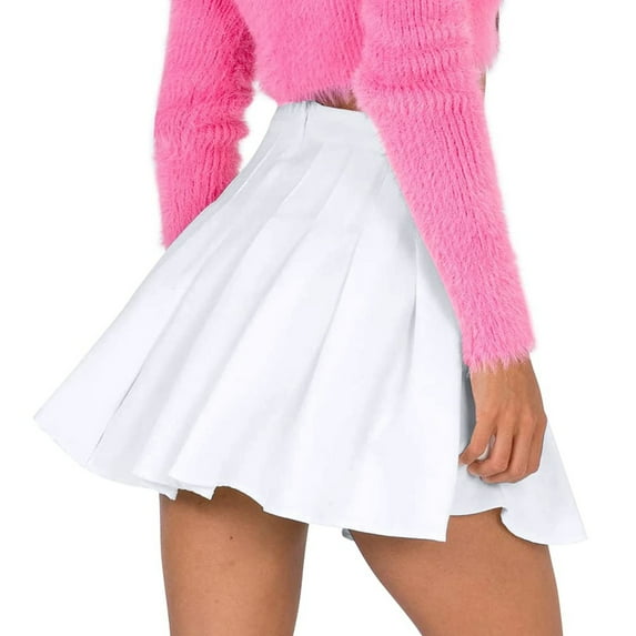 Prolriy Pleated Skirts for Women, Women High Waisted Tennis Skirts Pleated Skorts Skirts for Women Short Skirt Womens Skirts White S