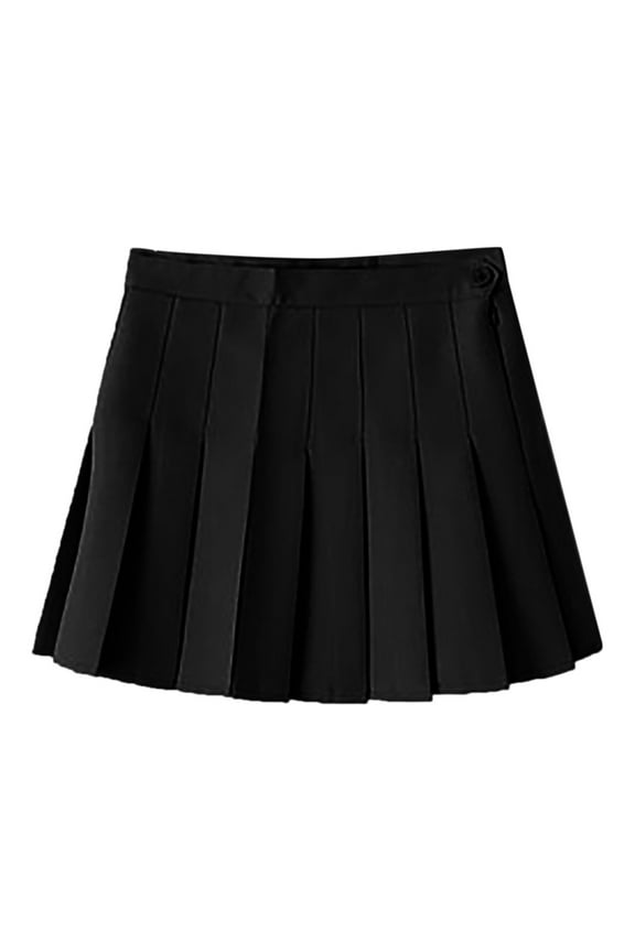 Pleated Skirts for Women, Women's Waist Chain Aline Skirt High Waist Check Pleated Skirt Women's Skirts Black L