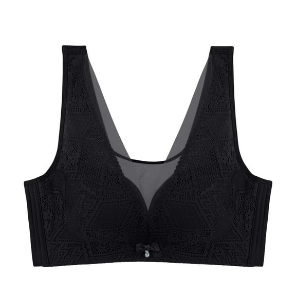 Prolriy Plus Size Bras for Women, Women's Fashionable Casual Light Sexy Adjustable Lace Cup Less Rim Less Vest Style Thin Cup Bra Women's Bras Black 40