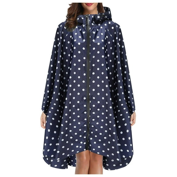 Prolriy Rain Ponchos for Adults Rain for Adults Jacket with Pockets Fashion Teens Raincoat Coat Hooded Unisex Umbrella Ponchos Adult Navy One Size