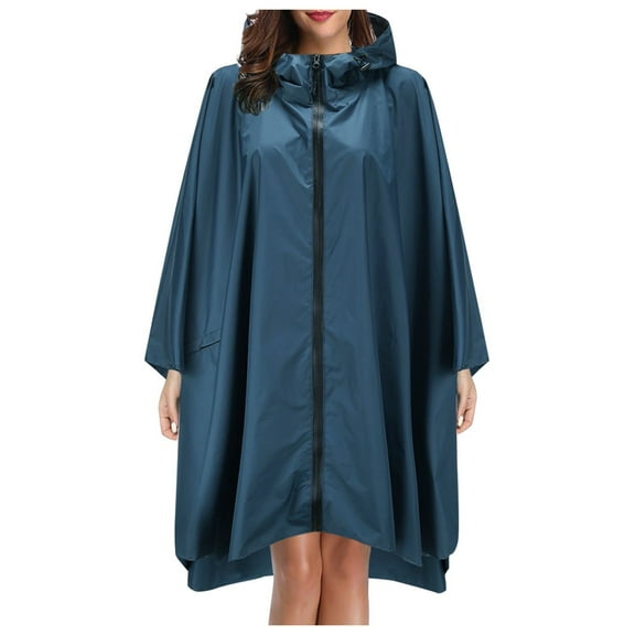 Prolriy Rain Ponchos for Adults Raincoat Unisex Rain Coat with Pockets Jacket Hooded Teens for Adults Fashion Umbrella Ponchos Adult Blue