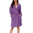 thumbnail image 1 of Prolriy Robes for Women, Women's Fall/Winter Hooded Pajamas Home Plush Thermal Bathrobe Nightgown Womens Robe Purple XXL, 1 of 6
