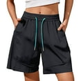 thumbnail image 1 of Prolriy Running Shorts for Women, Women's Straight Leg Solid Color Five Loose Over Knee Sports Casual Shorts Women's Shorts Black L, 1 of 4