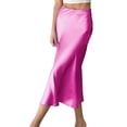 thumbnail image 1 of Prolriy Satin Skirt 2023 Skirt European and American Drape Satin Mid Length High Waist Hip A Line Skirts for Women Pink1 M, 1 of 4