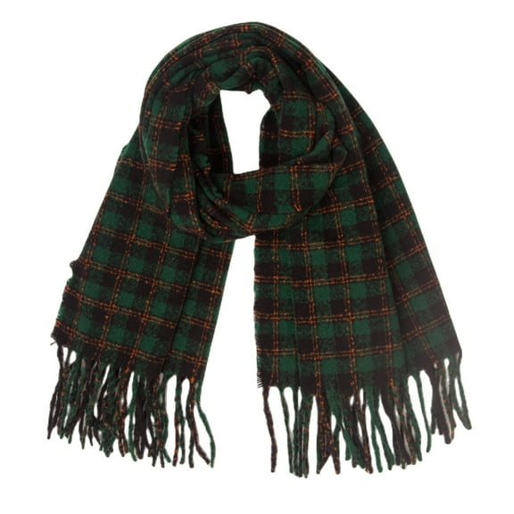 Prolriy Scarf for Women Fall Winter Scarf Classic Tassel Plaid Scarf Warm Soft Chunky Large Blanket Wrap Shawl Scarves 1 Pack Warm Scarf Womens Scarf Army Green