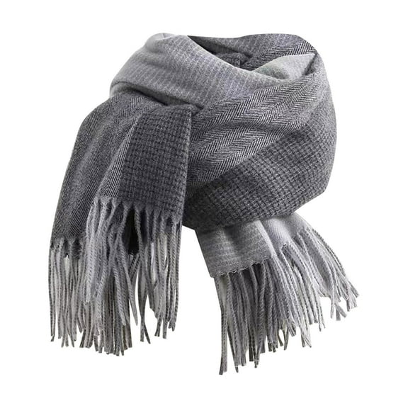 Prolriy Scarf for Women Fall Winter Scarf Classic Tassel Plaid Scarf Warm Soft Chunky Large Blanket Wrap Shawl Scarves 1 Pack Present Womens Scarf Grey
