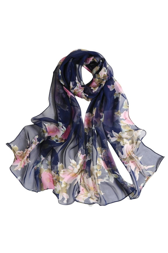 Scarf for Women Scarfs for Women Lightweight Print Floral Pattern Scarf Shawl Fashion Scarves Shawls and Wraps for Spring Womens Scarf Navy1 One Size