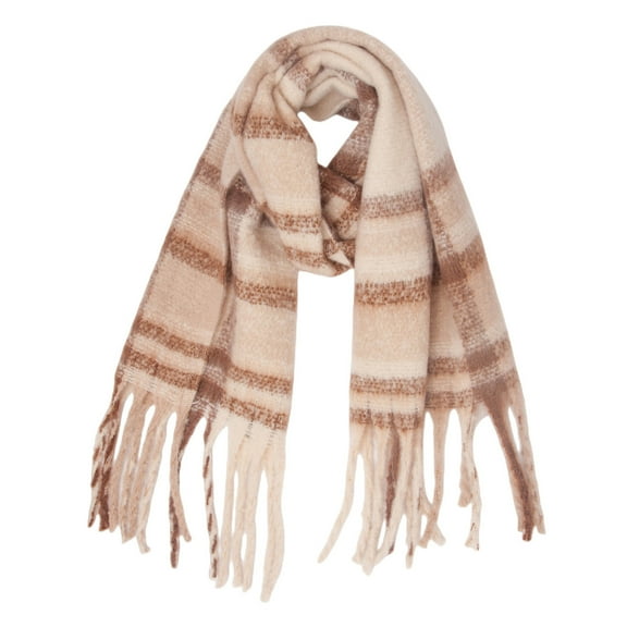 Prolriy Scarf for Women Thermal Scarf Fall Winter Scarf Classic Tassel Plaid Scarf Warm Soft Chunky Large Blanket Wrap Shawl Scarves 1 Pack Warm Scarf Womens Scarf Beige