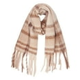 thumbnail image 1 of Prolriy Scarf for Women Thermal Scarf Fall Winter Scarf Classic Tassel Plaid Scarf Warm Soft Chunky Large Blanket Wrap Shawl Scarves 1 Pack Warm Scarf Womens Scarf Beige, 1 of 4