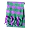 thumbnail image 1 of Prolriy Scarf for Women Thermal Scarf Fall Winter Scarf Classic Tassel Plaid Scarf Warm Soft Chunky Large Blanket Wrap Shawl Scarves 1 Pack Warm Scarf for Womens Shawl Scarf Purple, 1 of 4