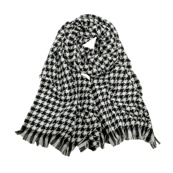 Prolriy Scarf for Women Warm Scarf for Women Fall Winter Scarf Classic Tassel Plaid Scarf Warm Soft Chunky Large Blanket Wrap Shawl Scarves 1 Pack Womens Scarf Black