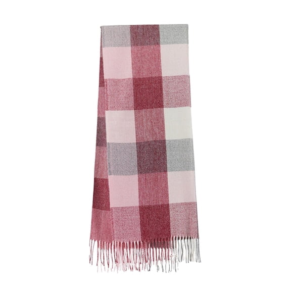 Prolriy Scarf for Women, Women's Big Coloured Checked Scarf Winter Warm Wrap Scarf Elegant and Classic Design Shawl Wrap for Women and Men Womens Scarf Red