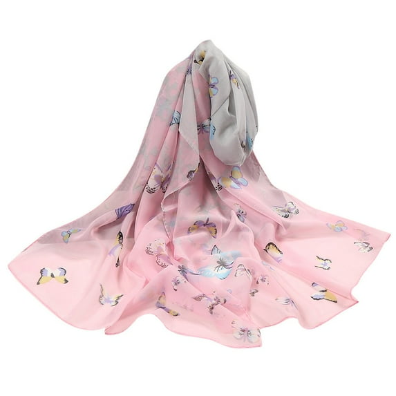 Prolriy Scarf for Women 160*50Cm Women Flower Print Long Soft Wrap Scarf Simulation Silk Shawl Scarves Shawl Scarf Pink