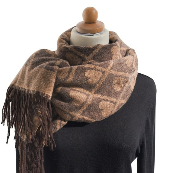 Prolriy Scarf for Women Autumn and Winter Colorful Love Pattern Shawl Warm Tassel Scarfs Womens Scarf C