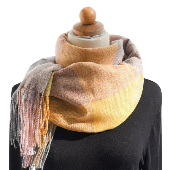 Prolriy Scarf for Women Autumn and Winter Colorful Plaid Shawl Thickening Warm Fringe Scarf Womens Scarf A