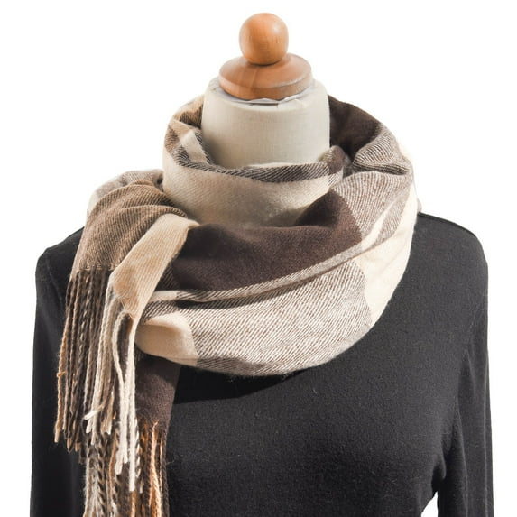 Prolriy Scarf for Women Autumn and Winter Colorful Plaid Shawl Thickening Warm Fringe Scarf Womens Scarf B