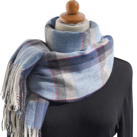 Prolriy Scarf for Women Autumn and Winter Colorful Plaid Shawl Thickening Warm Fringe Scarf Womens Scarf Blue