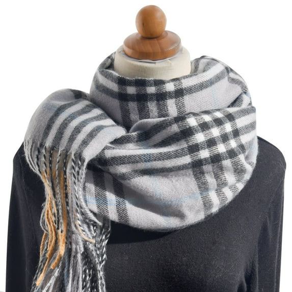 Prolriy Scarf for Women Autumn and Winter Colorful Plaid Shawl Thickening Warm Fringe Scarf Womens Scarf Blue