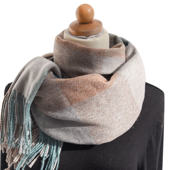 Prolriy Scarf for Women Autumn and Winter Colorful Plaid Shawl Thickening Warm Fringe Scarf Womens Scarf F