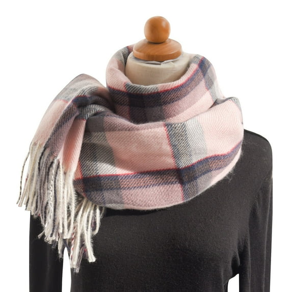 Prolriy Scarf for Women Autumn and Winter Colorful Plaid Shawl Thickening Warm Fringe Scarf Womens Scarf Pink