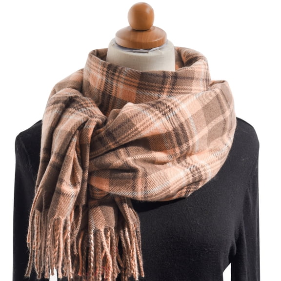 Prolriy Scarf for Women Autumn and Winter Colorful Plaid Shawl Thickening Warm Fringe Scarf Womens Scarf Pink