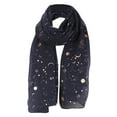 thumbnail image 1 of Prolriy Scarf for Women Fashion Star Moon Foil Printed Scarf Wrap Silk Shawl Travel Scarves Womens Scarf Navy, 1 of 2