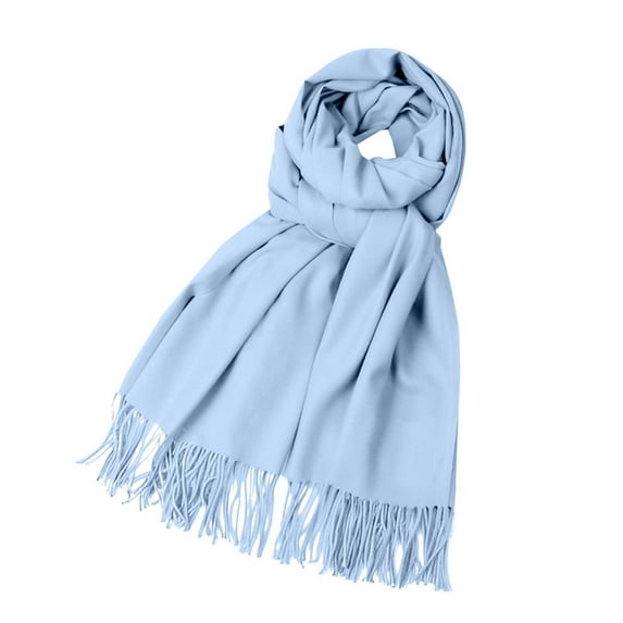 Prolriy Scarf for Women Fleece Solid Color Imitation Scarf Versatile Fleece Scarf Warm Shawl Scarves Light Blue A