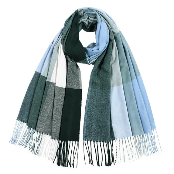 Prolriy Scarf for Women Imitation Plaid Scarf Thick Warmth Tassel Color Matching Female Shawl Womens Scarf Army Green