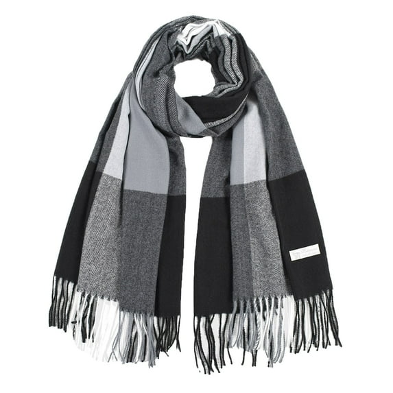 Prolriy Scarf for Women Imitation Plaid Scarf Thick Warmth Tassel Color Matching Female Shawl Womens Scarf Black