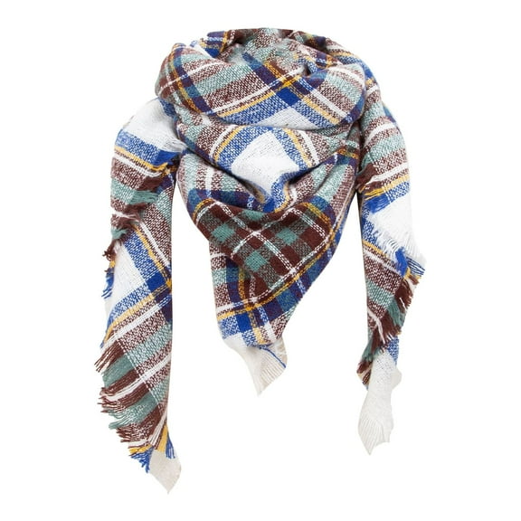 Prolriy Scarf for Women, Ladies' Plaid New Thorn Square Scarf Ladies' Plaid Triangle Scarf Womens Scarf Blue