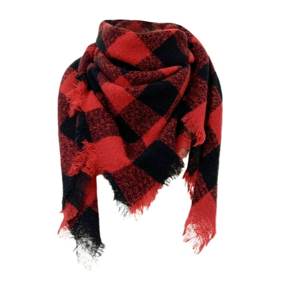 Prolriy Scarf for Women, Ladies' Plaid New Thorn Square Scarf Ladies' Plaid Triangle Scarf Womens Scarf Red