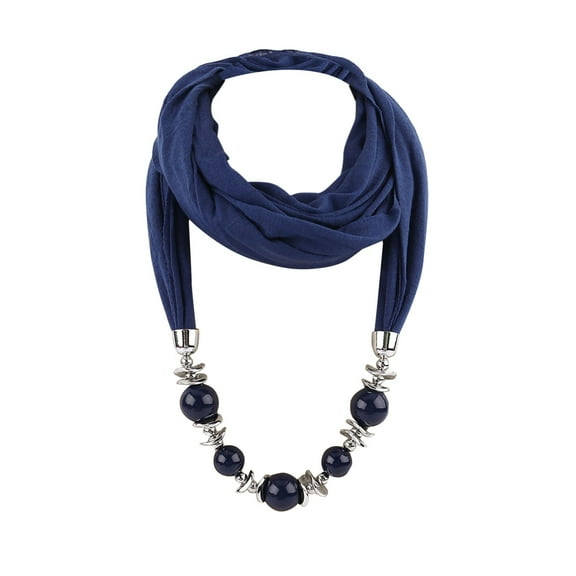 Prolriy Scarf for Women Pendant Scarf with Tassel Rhinestone Jewelry Scarves Womens Scarf Dark Blue