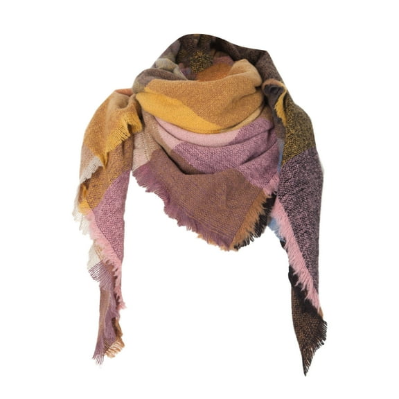 Prolriy Scarf for Women Scarf Classic Tassel Plaid Scarf Warm Soft Chunky Large Blanket Wrap Shawl Scarves Womens Scarf D