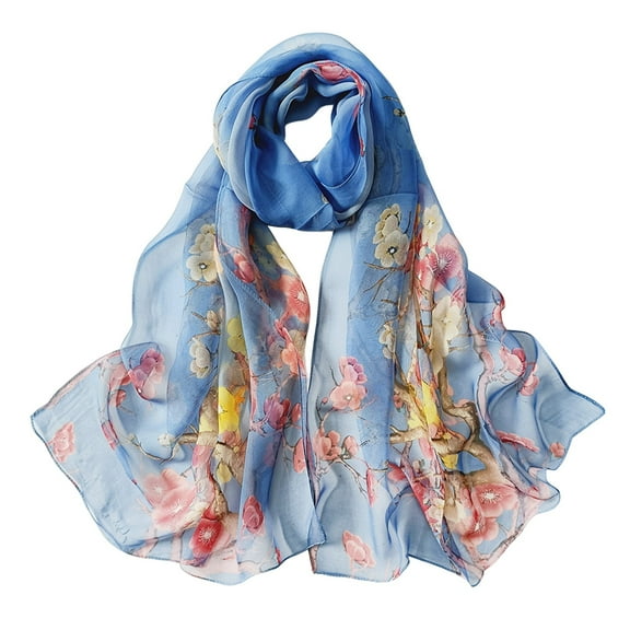 Prolriy Scarf for Women Scarfs for Women Lightweight Print Floral Pattern Scarf Shawl Fashion Scarves Shawls and Wraps for Spring Shawl Scarf Blue