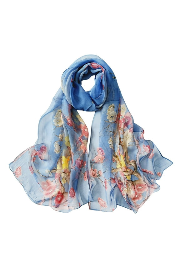 Scarf for Women Scarfs for Women Lightweight Print Floral Pattern Scarf Shawl Fashion Scarves Shawls and Wraps for Spring Shawl Scarf Blue