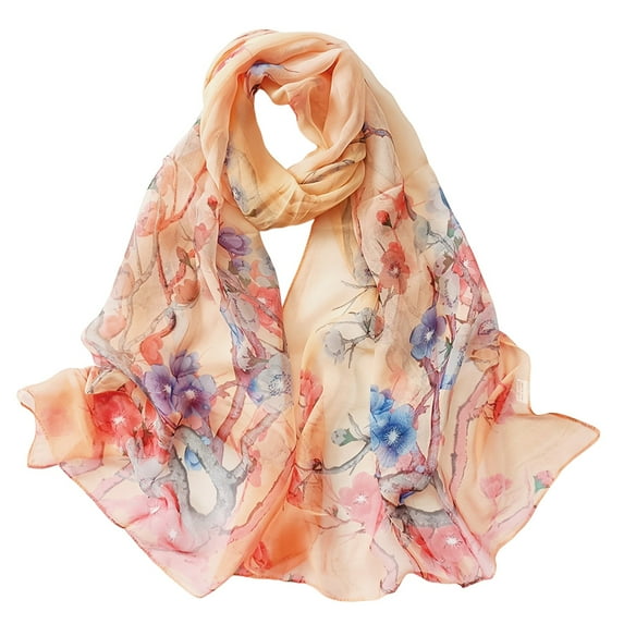 Prolriy Scarf for Women Scarfs for Women Lightweight Print Floral Pattern Scarf Shawl Fashion Scarves Shawls and Wraps for Spring Shawl Scarf Orange