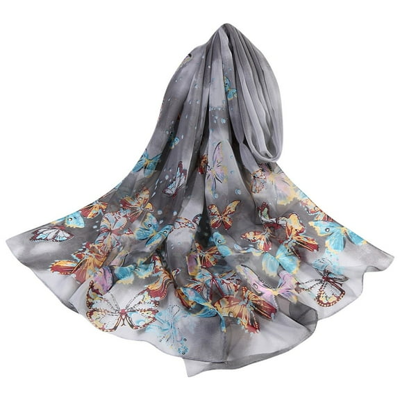 Prolriy Scarf for Women Simulation Shawl Flower 160*50Cm Women Print Soft Scarves Wrap Long Silk Scarf Womens Scarf Black One Size