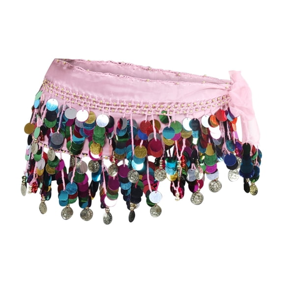 Prolriy Sequin Fringe Wrap Skirts for Women, Women's Carnival Sequin Tassel Waist Chain Hip Scarf Performance Belt Waist Cover Belts for Women Red3