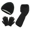 thumbnail image 1 of Prolriy Set Beanies Hats Men Women New Winter Thickened Warm Hat Scarf for Women Glove Knitted Three Piece Set Black, 1 of 1