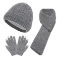 thumbnail image 1 of Prolriy Set Beanies Hats Men Women New Winter Thickened Warm Hat Scarf for Women Glove Knitted Three Piece Set Dark Gray, 1 of 1