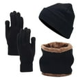thumbnail image 1 of Prolriy Set Beanies Hats Men Women Scarf Gloves Hat Set for Teen Girls Women&Men Autumn Winter Warm Wool Hat Scarf Gloves Three Pieces Scarf for Women Black, 1 of 5