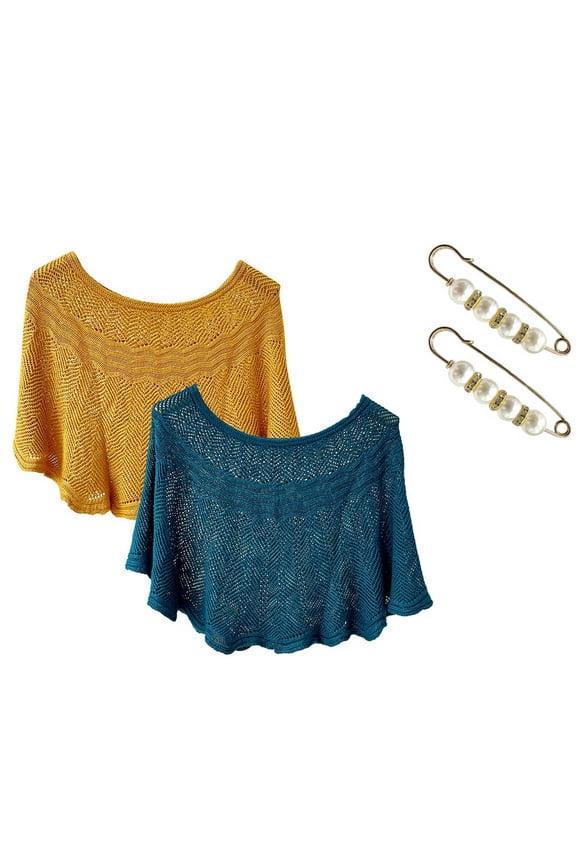 Shawl Wraps for Women 2Pcs Casual Open Knit Top Lace Summer Lightweight Solid Hollow Out Knitted Sun Proof Shawl Wraps Sunscreen Womens Tops One Size