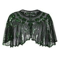 thumbnail image 1 of Prolriy Shawl Wraps for Women Sequin Flapper Cover Up 1920s Shawl Women's Bolero Cape Evening Beaded Women's Blouse Shawls and Wraps for Evening Dresses Evening Gowns for Women Formal Green One Size, 1 of 3