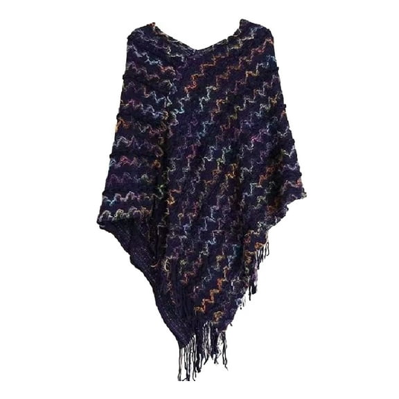 Prolriy Shawl Wraps for Women Tassel Splice Poncho with Tassels Knitted Shawl Scarf Fringed Wraps Pashminas Sweater Gifts for Women Sweater Tassel Hem Shawl Wrap Cloak Womens Sweaters Shawl A