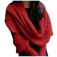 thumbnail image 1 of Prolriy Shawl Wraps for Women Utrum Knitted Cable Wrap for Women Cropped Sweater Womens Wrap Sweater Knitted Scarf with Sleeves Knitted Wrap Sweaters for Women Red2 A, 1 of 4