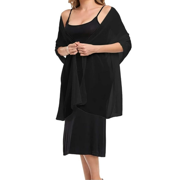 Prolriy Shawls and Wraps for Evening Dresses Shawls and for Evening Dresses Chiffon Women Elegant Soft Silky Wedding Bridal Scarf Shawl Wraps for Women Black S