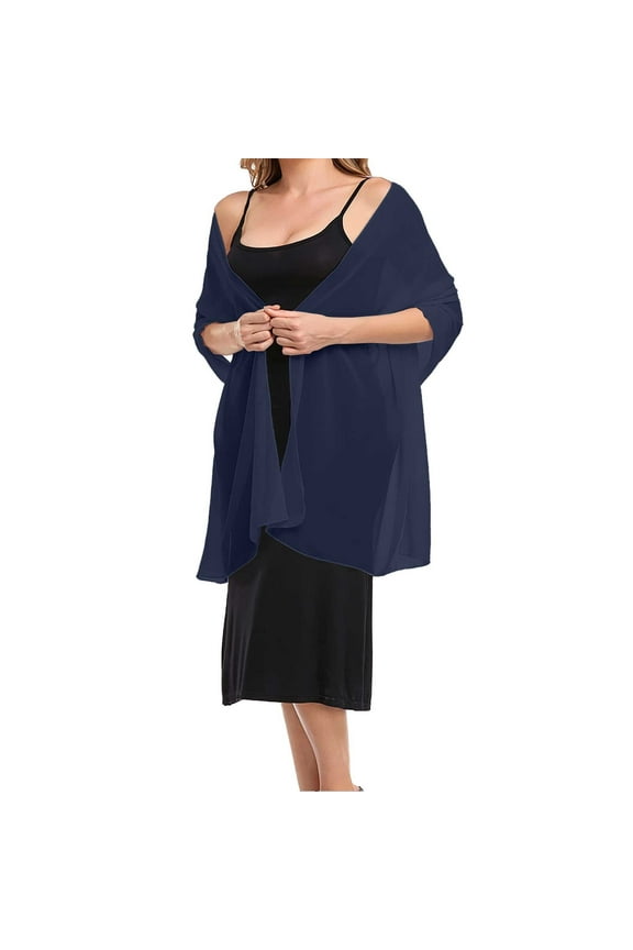 Shawls and Wraps for Evening Dresses Shawls and for Evening Dresses Chiffon Women Elegant Soft Silky Wedding Bridal Scarf Shawl Wraps for Women Navy S