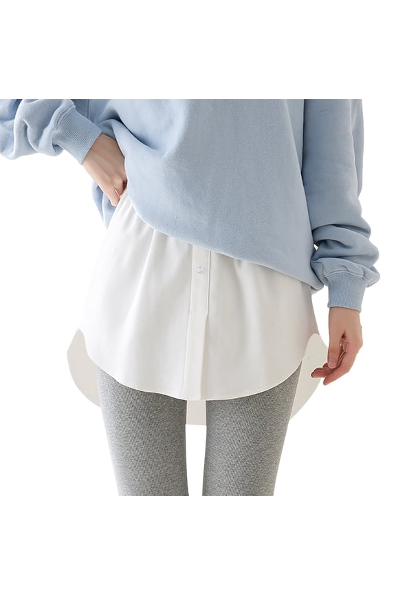 Shirt Extender for Women, Women's Mini Adjustable Shirt Extender Removable Layering Half Length Underskirt with Buttons Skirts for Women White XL